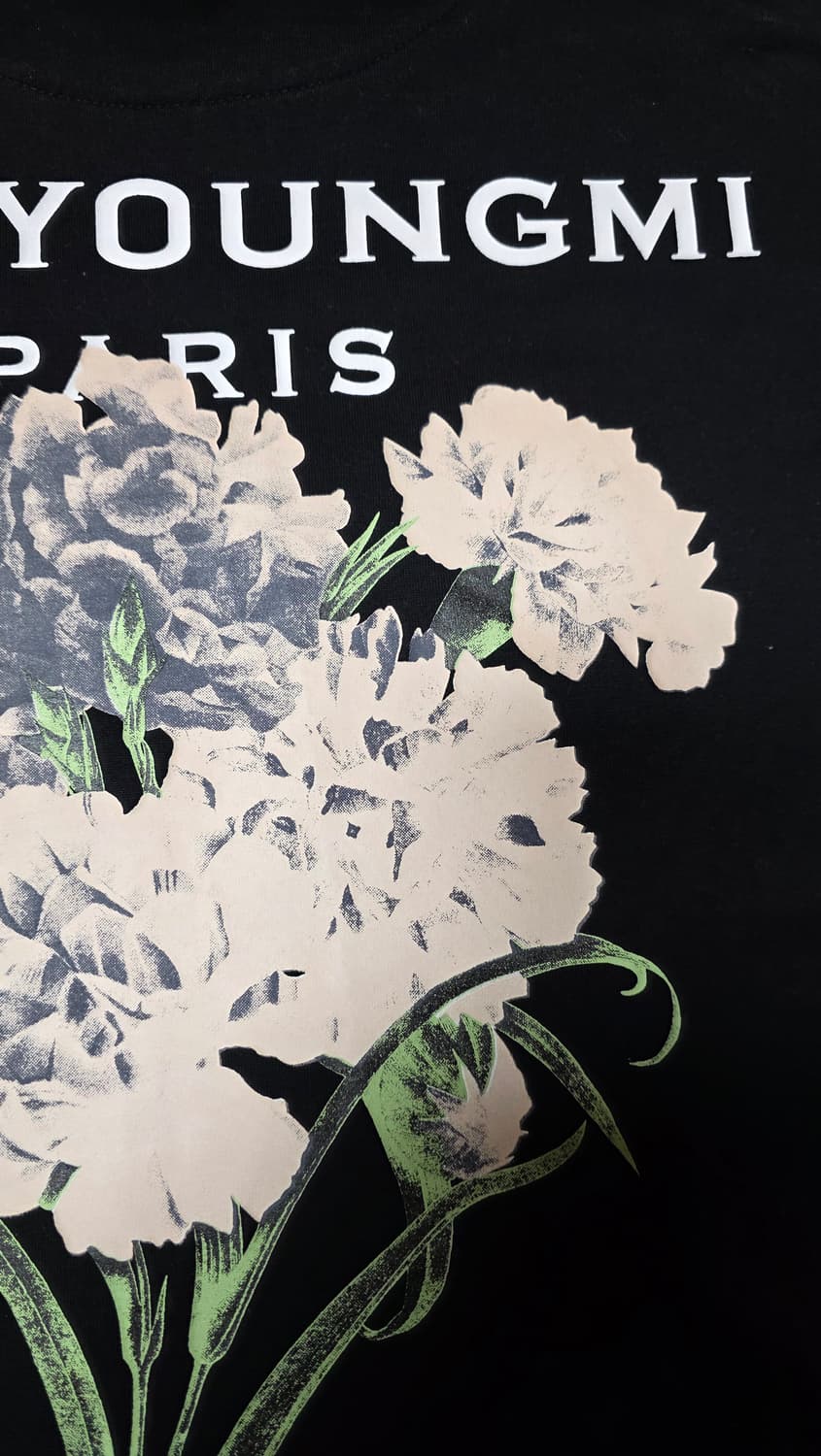 [새상품급,48]우영미 플라워 발색 반팔 블랙 상품이미지3