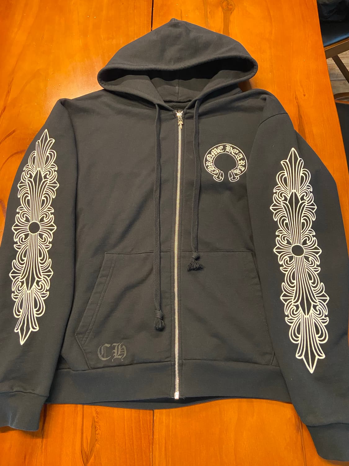 크롬하츠 홀스슈 플로랄 플리스 후드집업 사이즈 L 상품이미지1