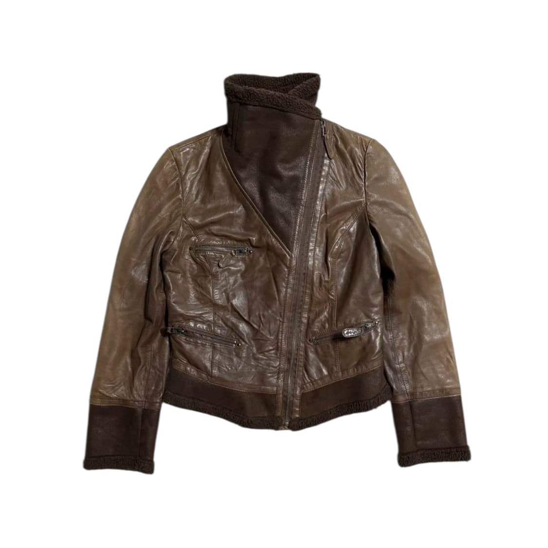 하이넥 양가죽 모터사이클 무스탕 자켓 상품이미지1