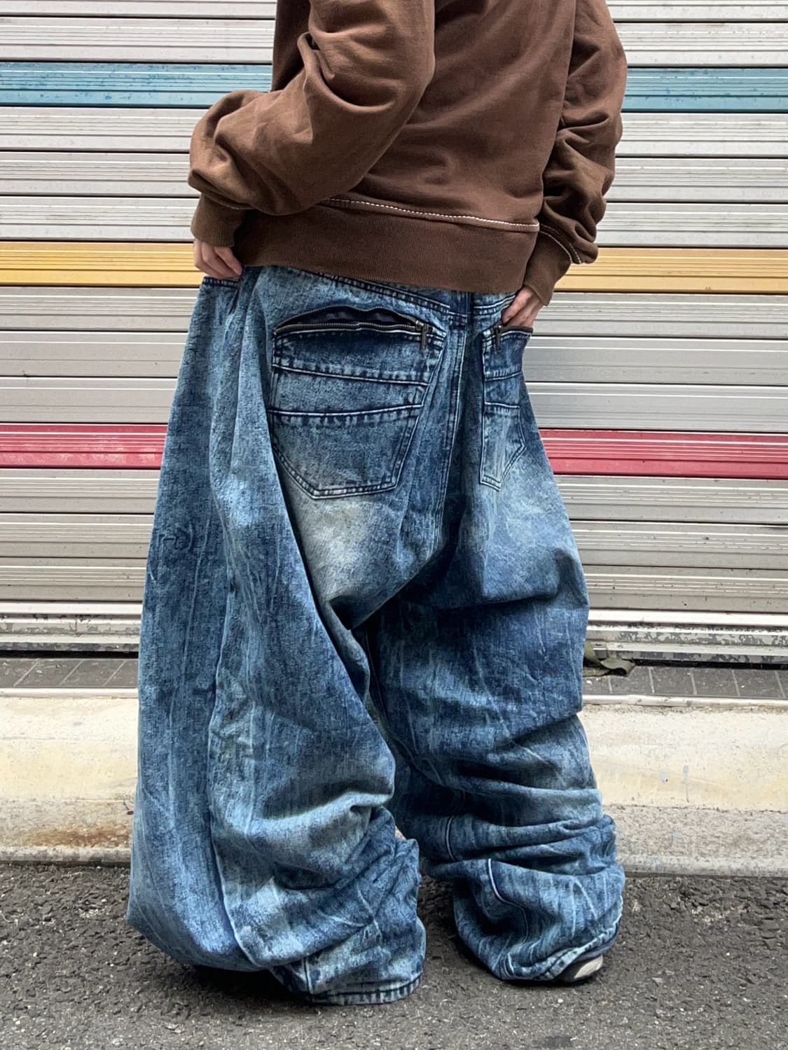90s ROCA WEAR 타이다이 지퍼 데님벌룬팬츠 상품이미지2