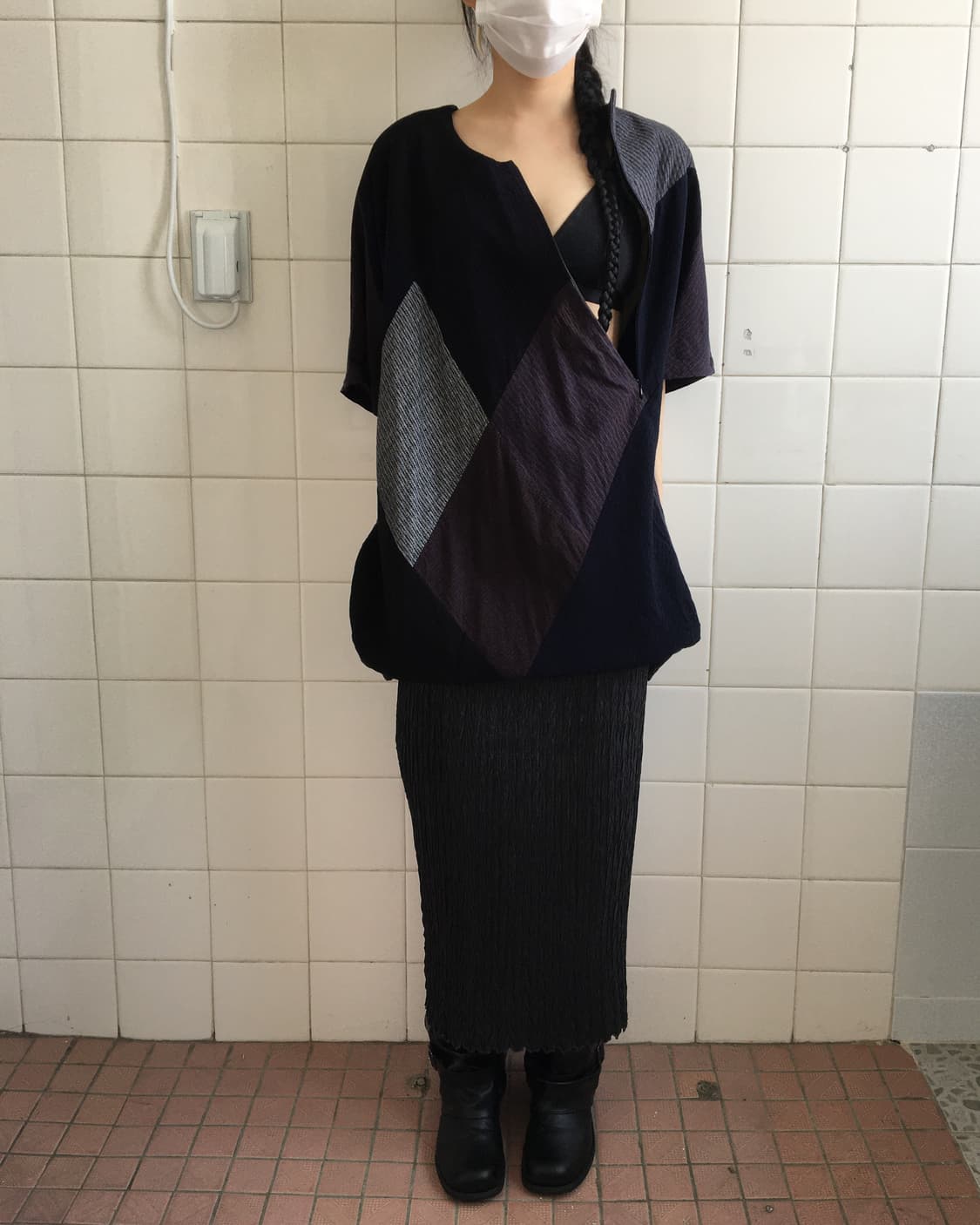 Zipper point diamond pattern top 상품이미지6