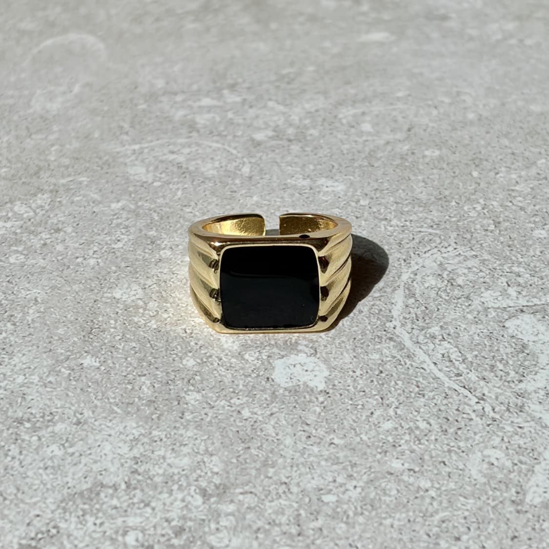 Oribell 블랙 오닉스 골드플레이트 925실버 오픈링 반지 상품이미지3
