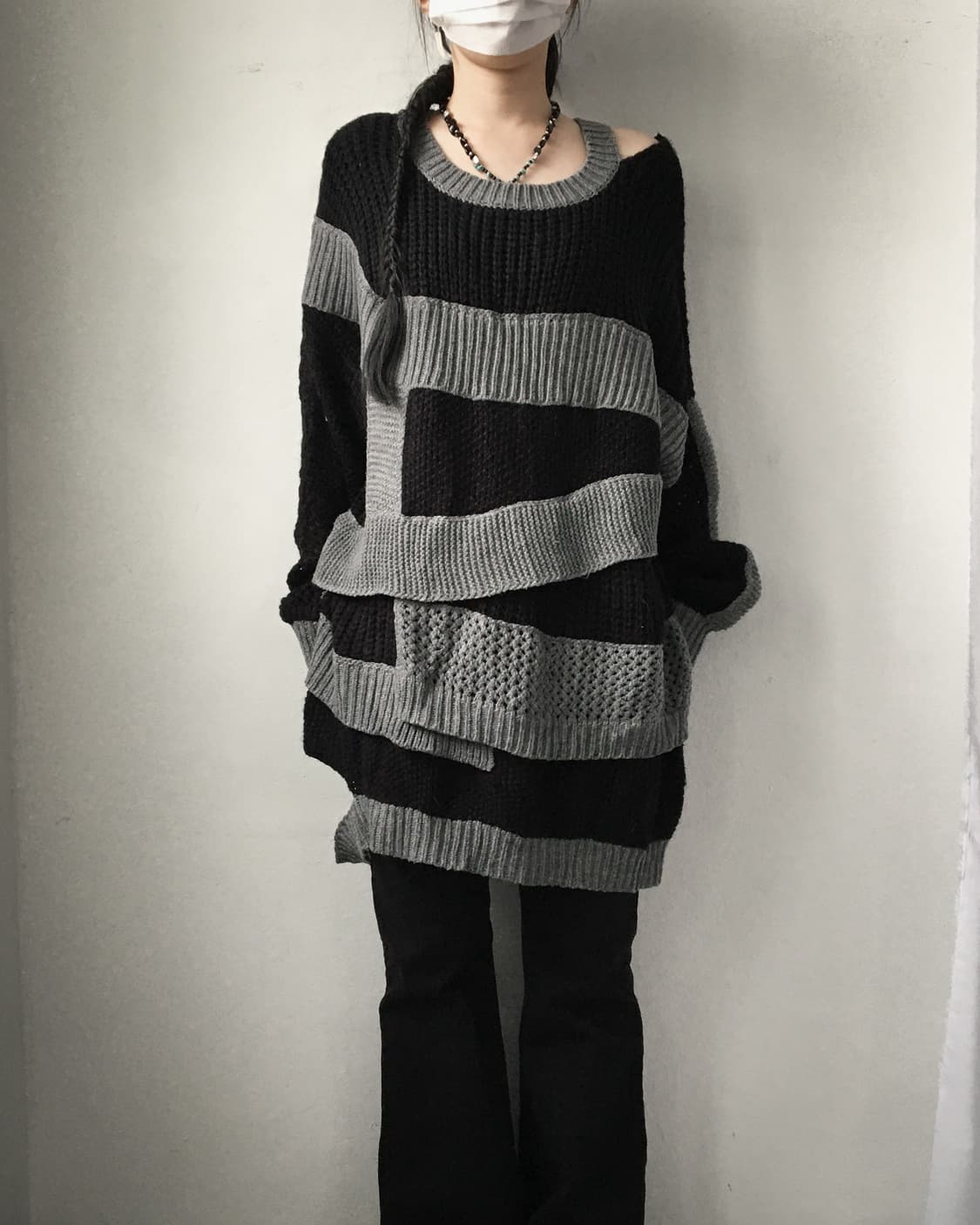Pattern mixed point knit onepiece 상품이미지9