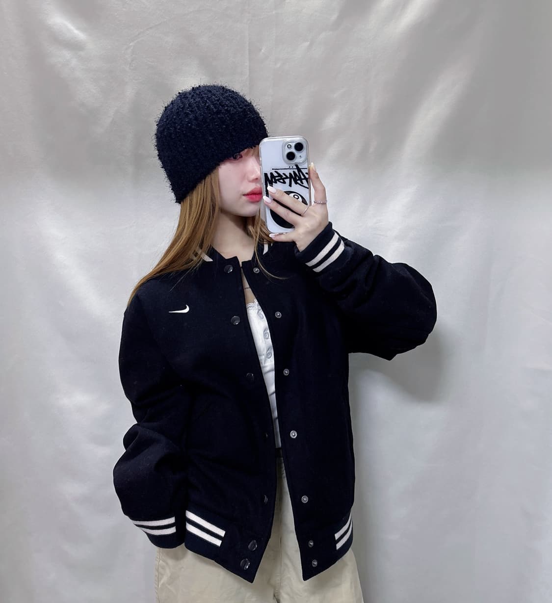 나이키 블랙 울 스우시 바시티 자켓  상품이미지2