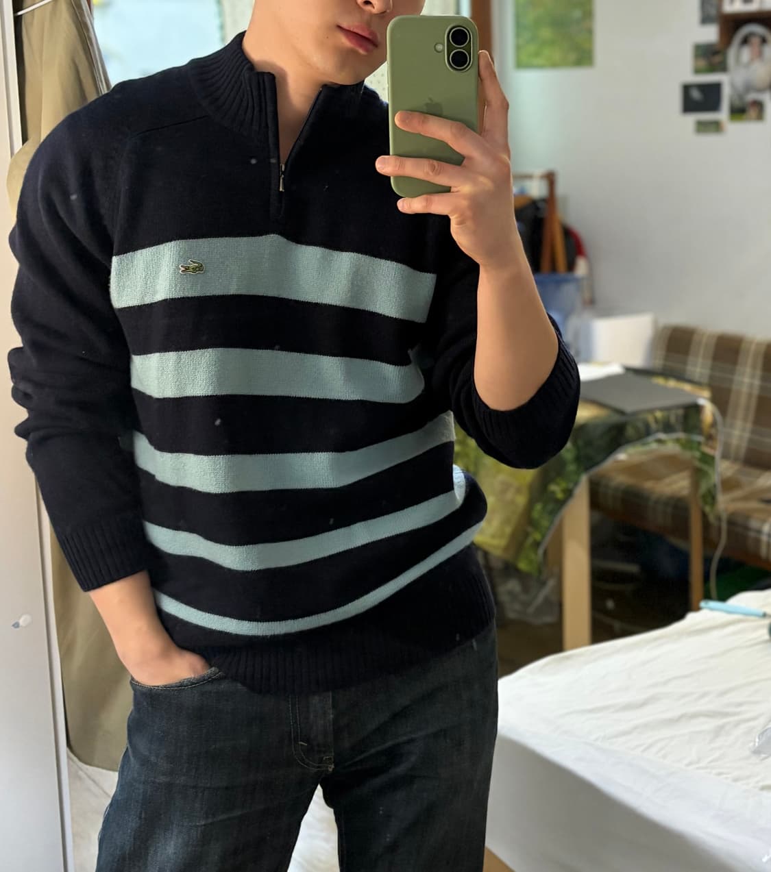 105) 라코스테 스트라이프 니트집업 상품이미지8
