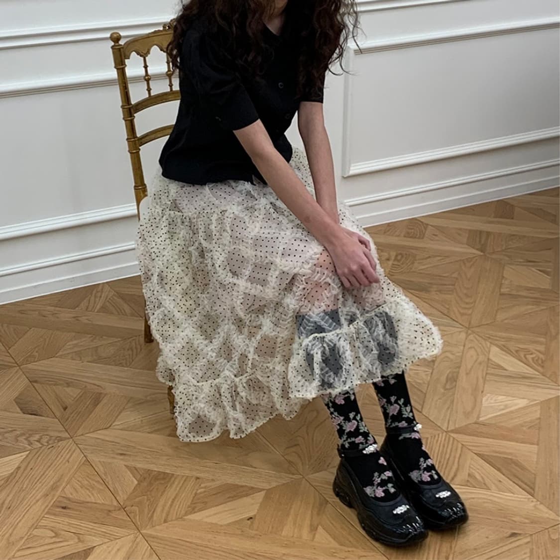 호쿠스포쿠스 도트 프릴 스커트 상품이미지1