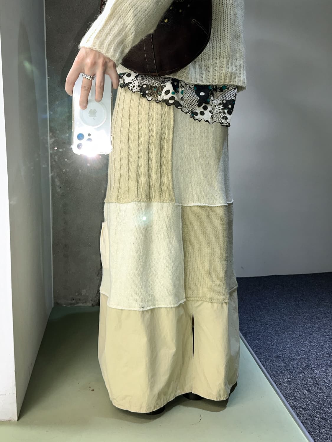 zara knit patchwork maxi skirt 상품이미지4