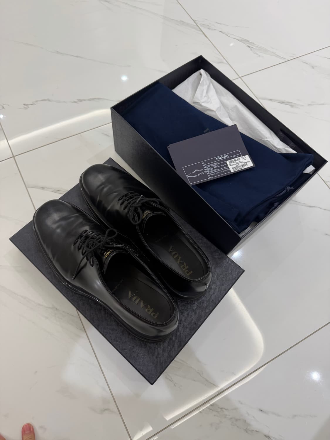 프라다 컬렉션 로고 텅 레더 레이스업슈즈 [9] 상품이미지3