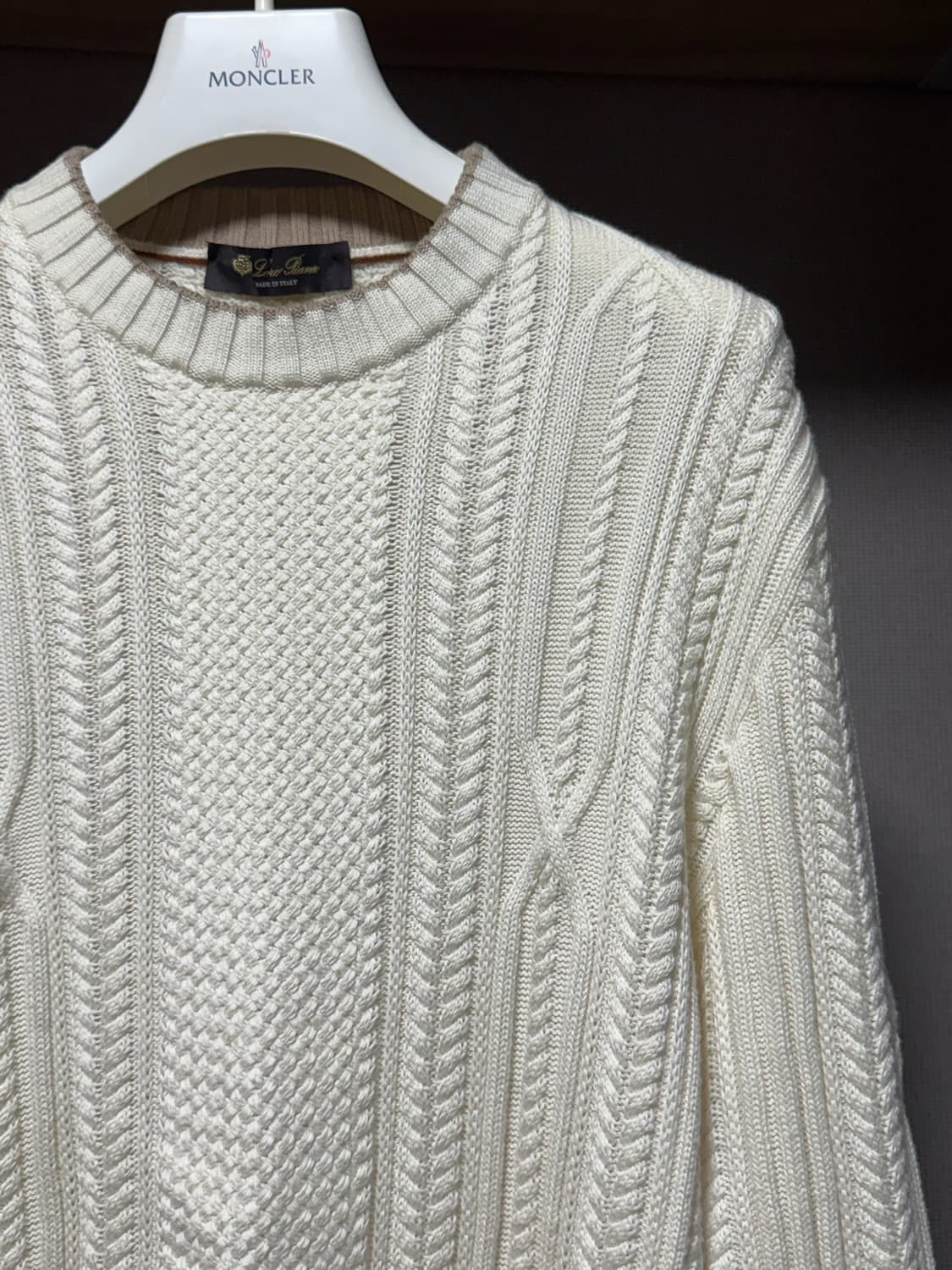 로로피아나 코튼 캐시미어 케이블 니트 화이트 48 상품이미지3