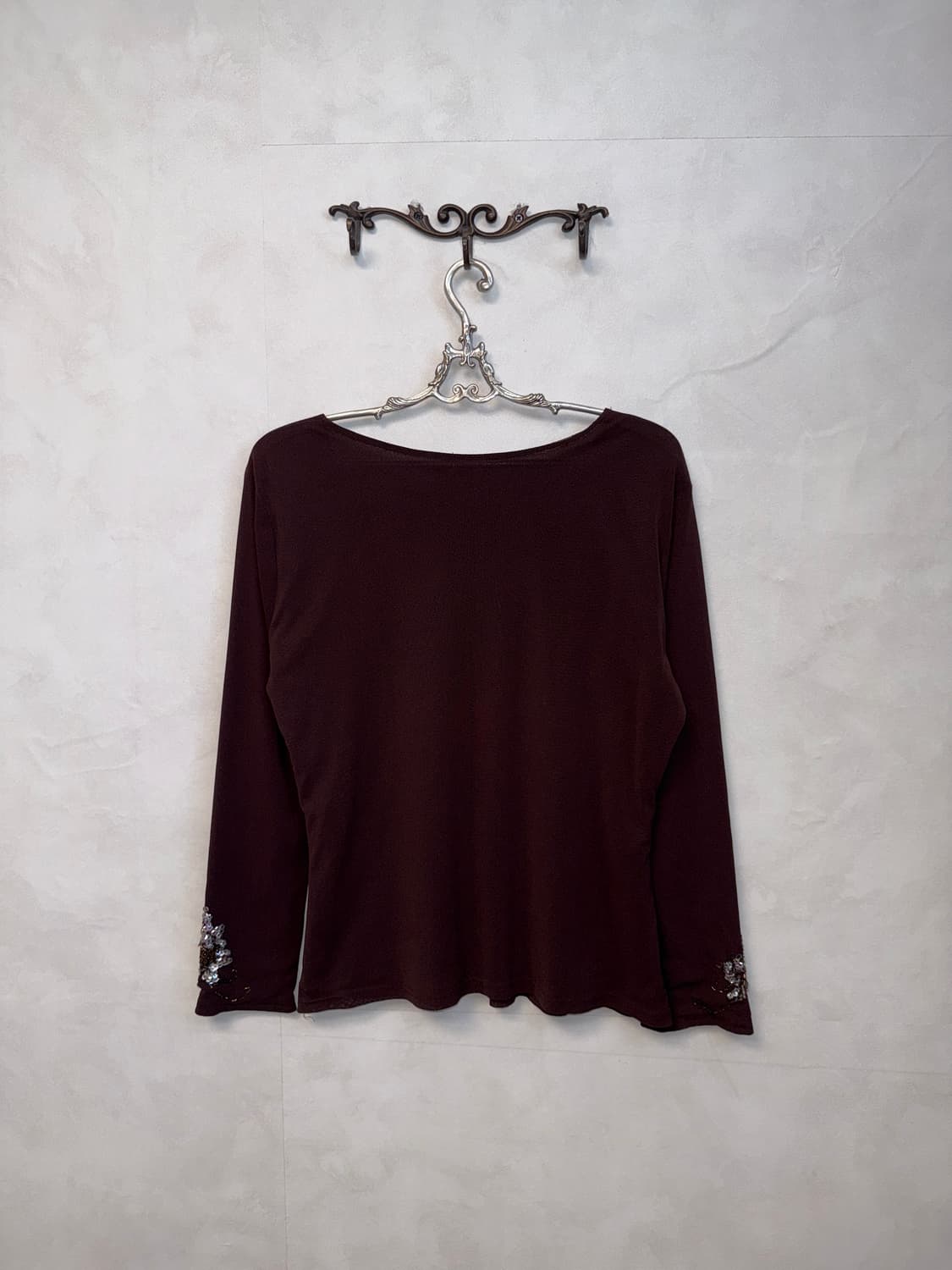 Dark brown fairy spangled flower blouse 상품이미지3