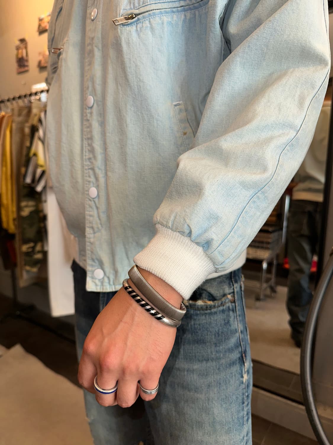 90’s American denim wash boomber jacket 상품이미지7