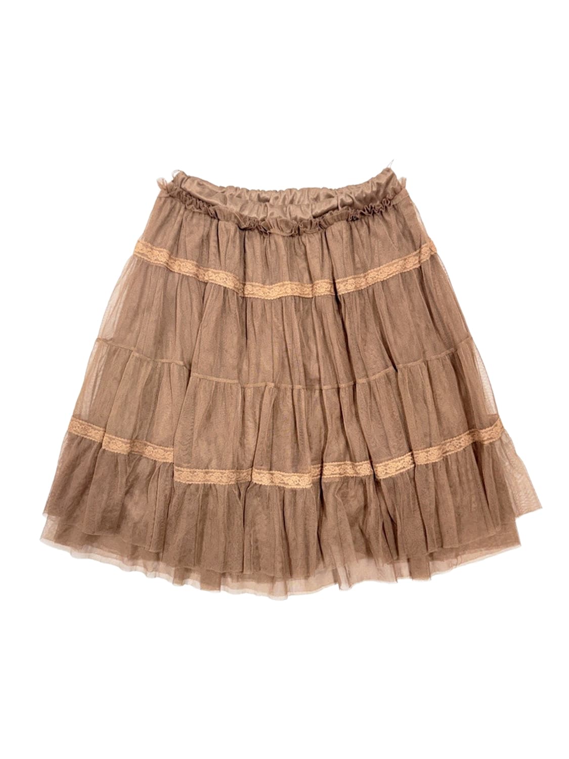 빈티지 오랜지 브라운 레이스 플레어 미디 스커트 상품이미지1