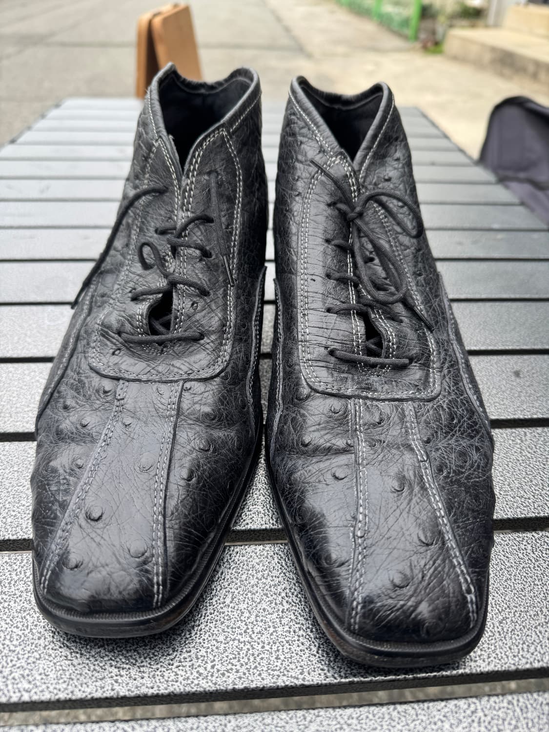 빈티지 타조가죽 스퀘어 구두 상품이미지4