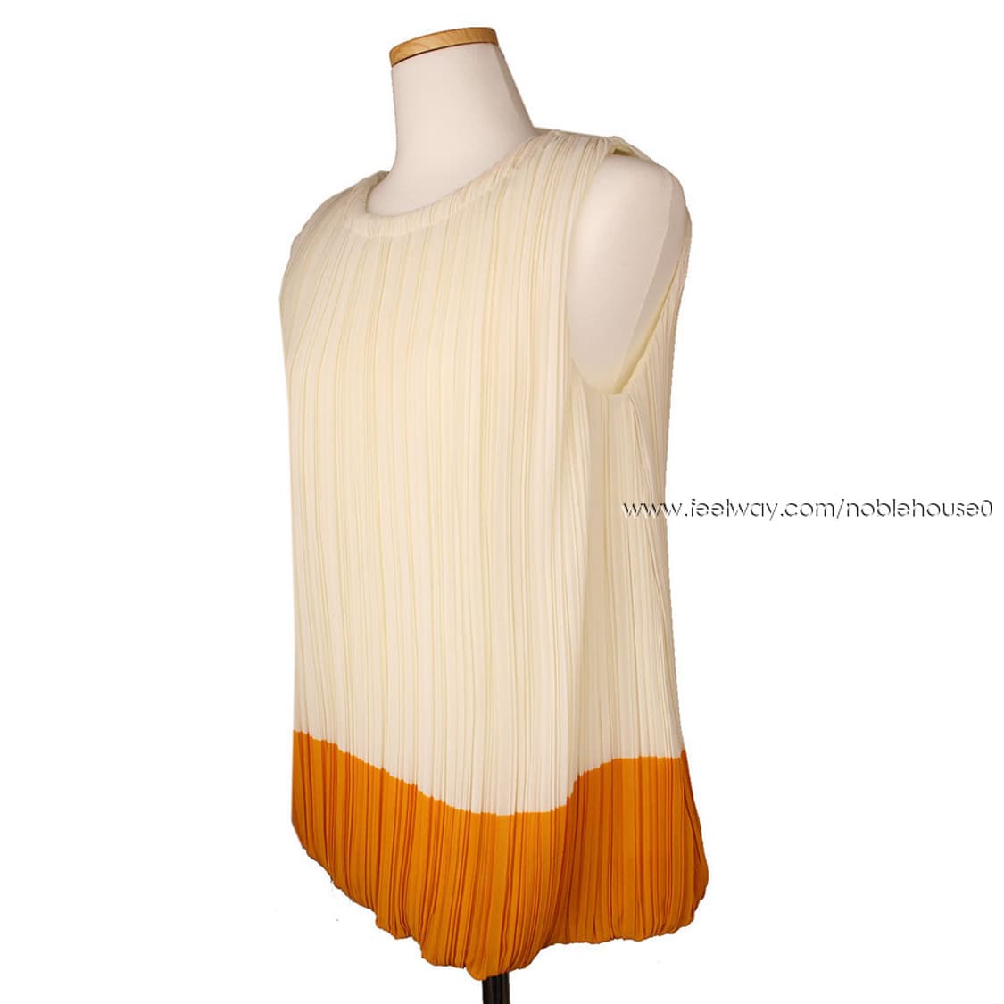 소니아리켈 아이보리&머스터드 민소매 주름 블라우스 36 상품이미지2