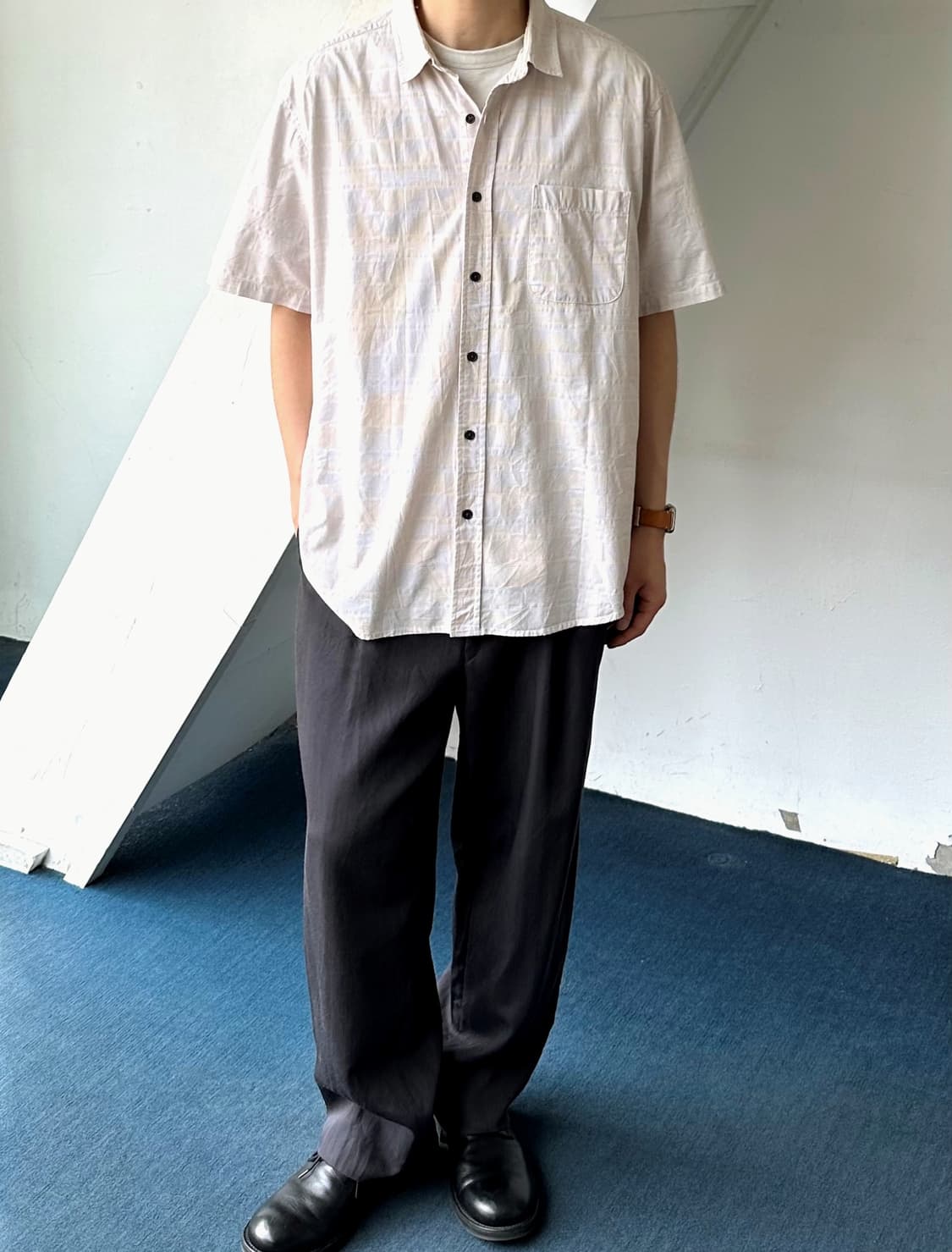  　 Light cotton woven fabric H/S shirt 상품이미지7