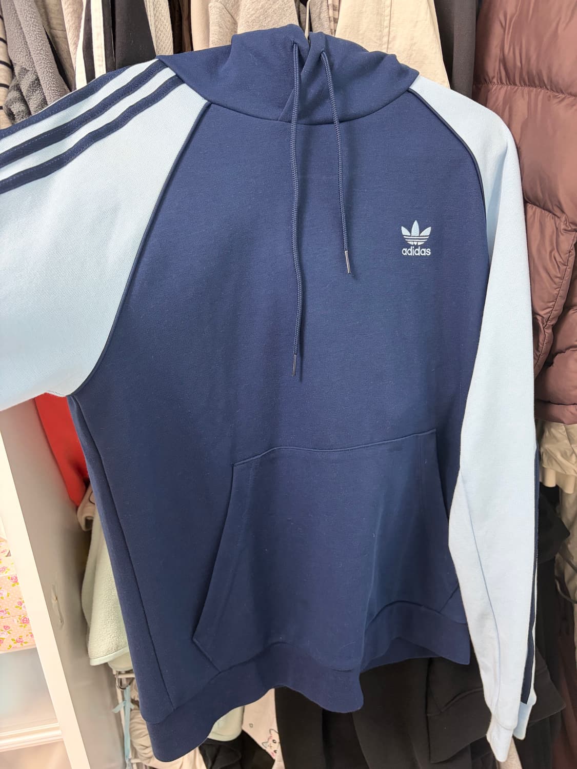 아디다스 빈티지 네이비 하늘색 후드티 s 상품이미지1