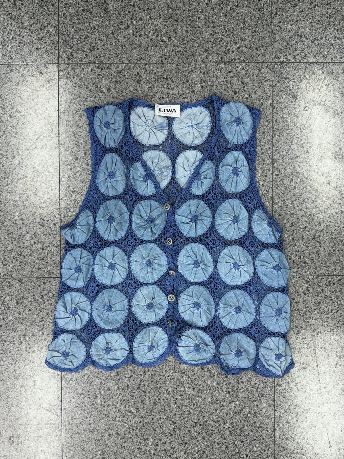 vintage denim circle crochet vest 상품이미지1