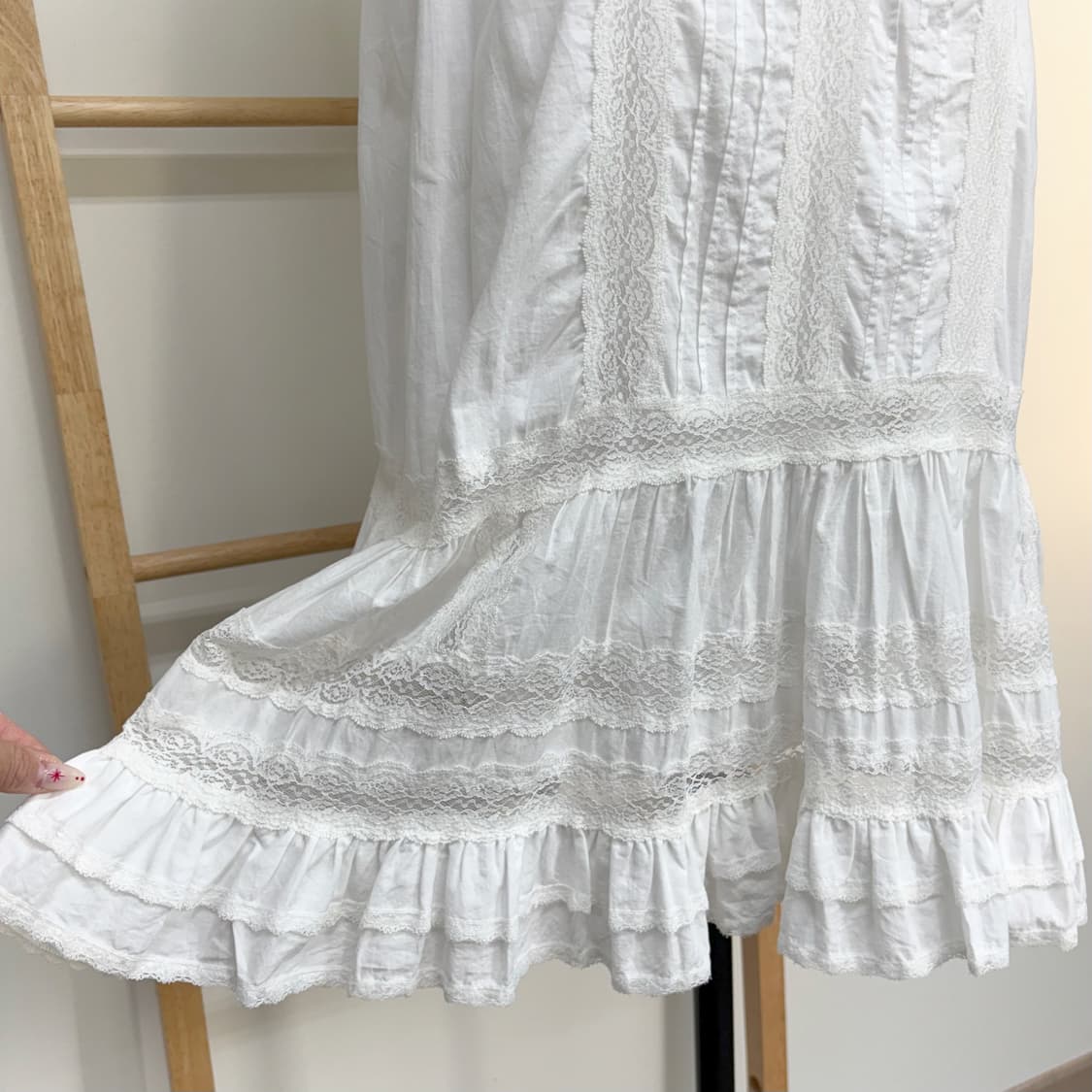 JPN/ 레이스 캉캉 화이트 스커트 모리걸치마 모리걸스커트 레이어드원피스 상품이미지6