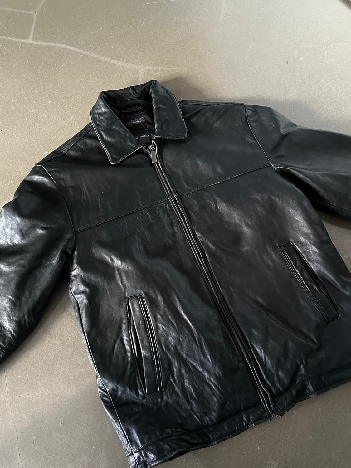 00s Perry Ellis Portfolio 램스킨 레더 자켓 상품이미지2