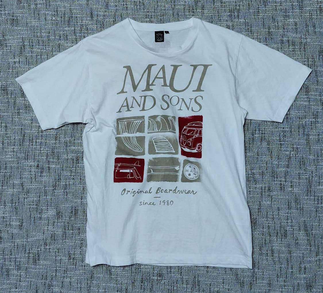 [M] 마우이 앤 선즈 x 퀵실버 재팬 빈티지 서프 그래픽 티셔츠 상품이미지1