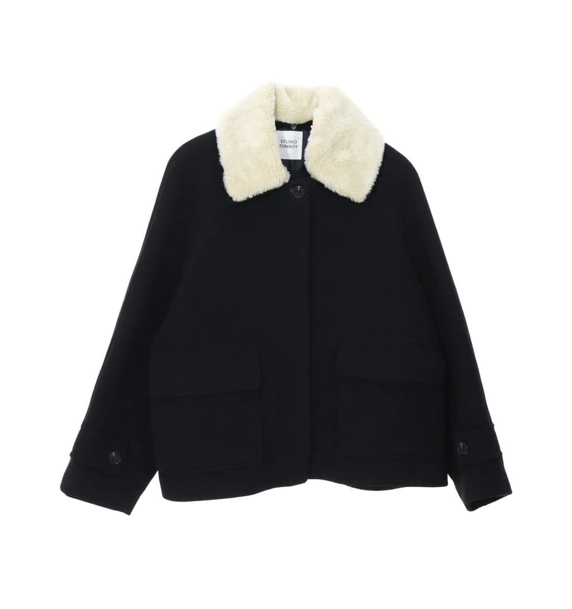 스튜디오톰보이 울 숏코트 양털카라 탈부착 남녀공용 상품이미지1