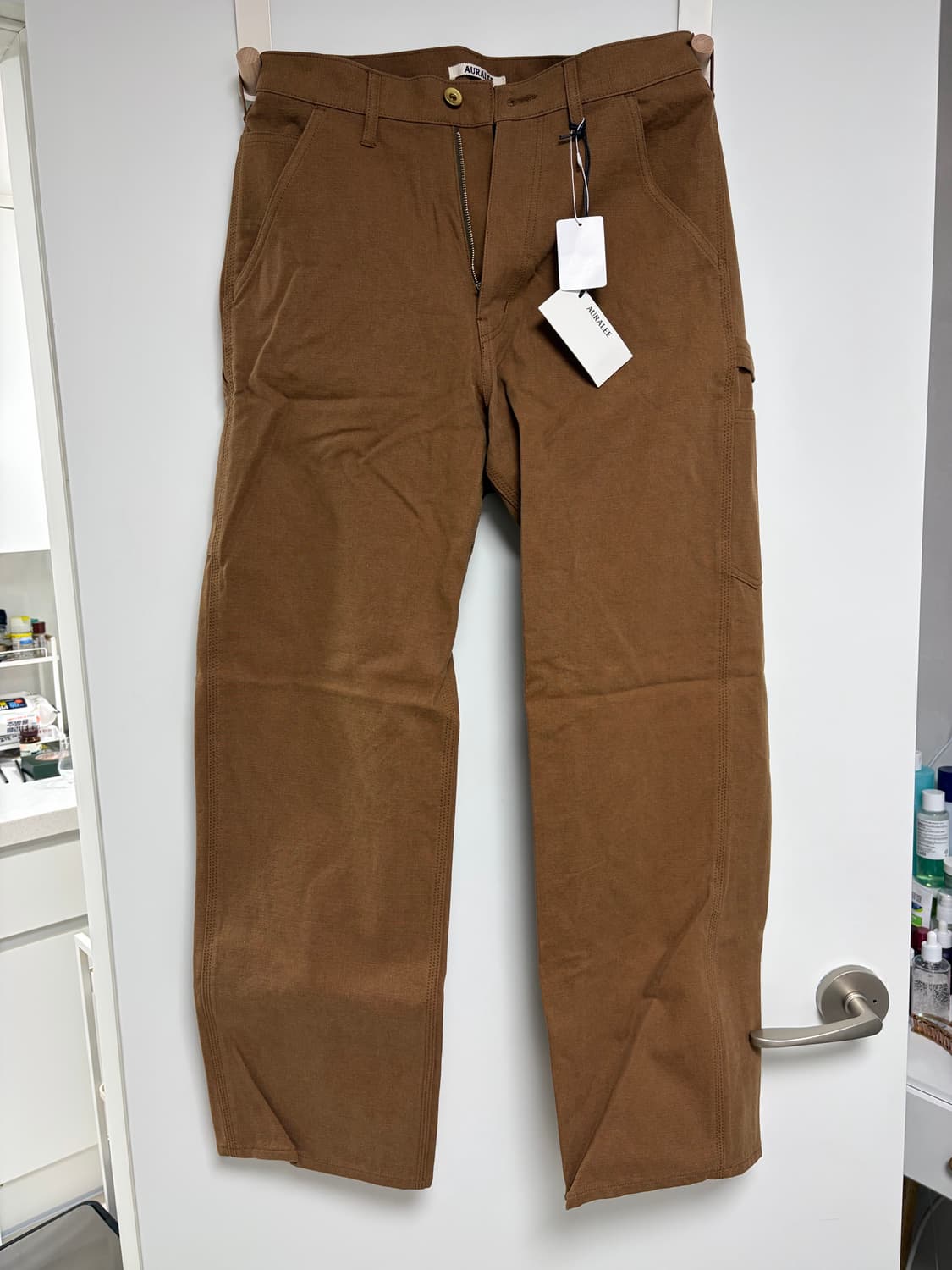 [미시착 새상품] 오라리 워시드 헤비 캔버스 팬 츠 브라운 Me 상품이미지4