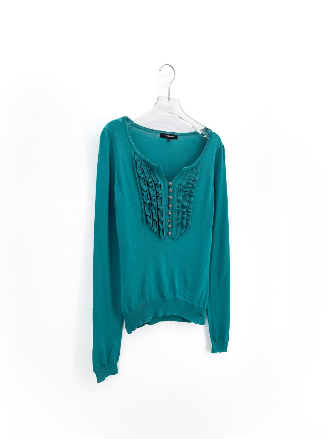 빈티지 터쿼이즈 러플 니트 상품이미지1