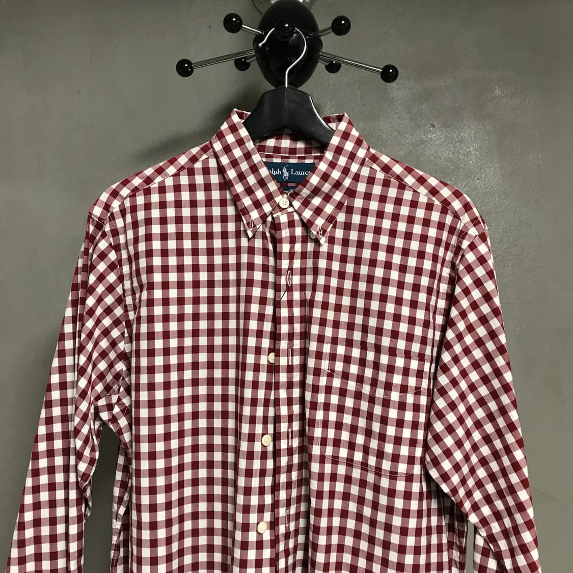 폴로 랄프로렌 깅엄 체크 셔츠 레드 M 상품이미지2