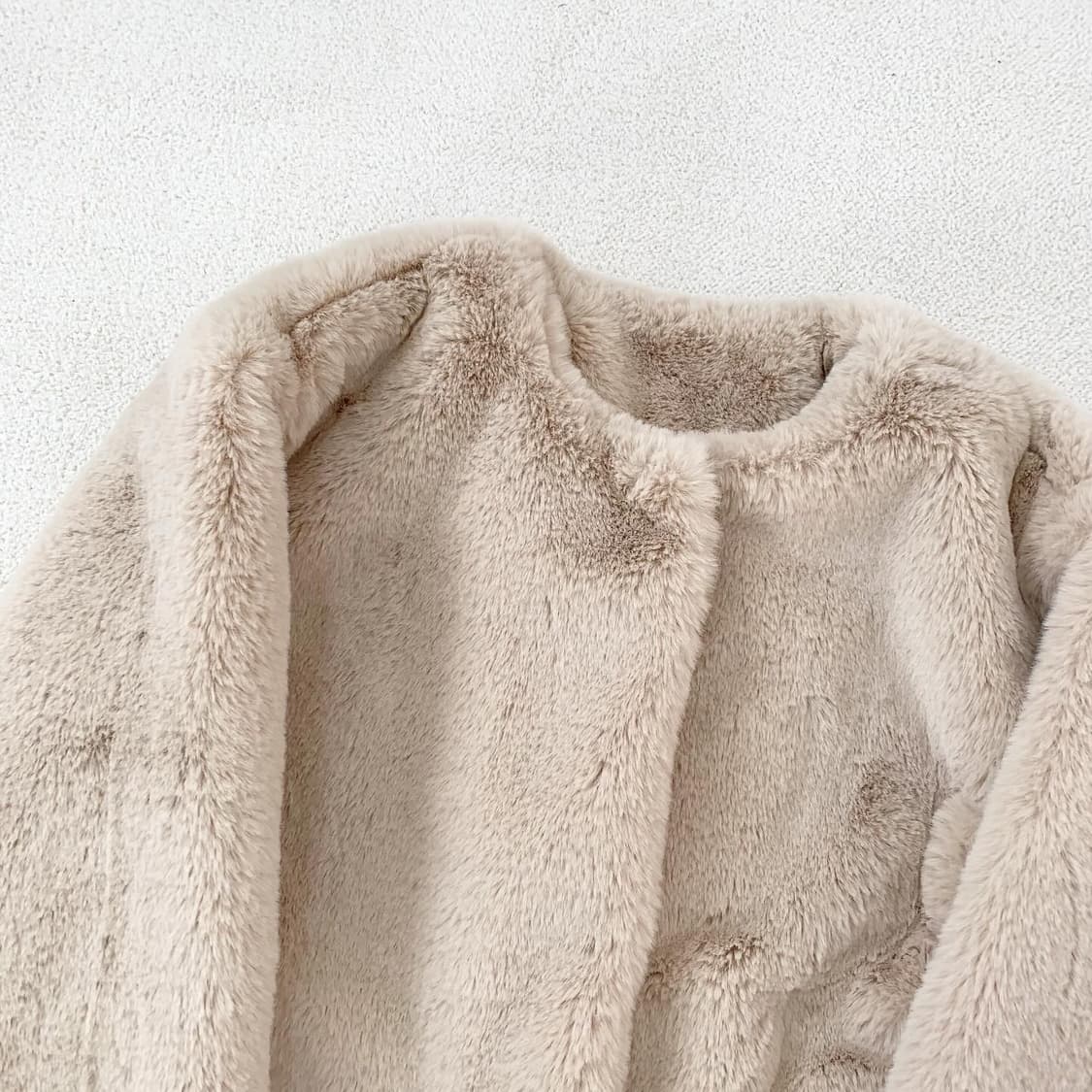 밀크베이지 퍼 자켓 라떼갸루  상품이미지2