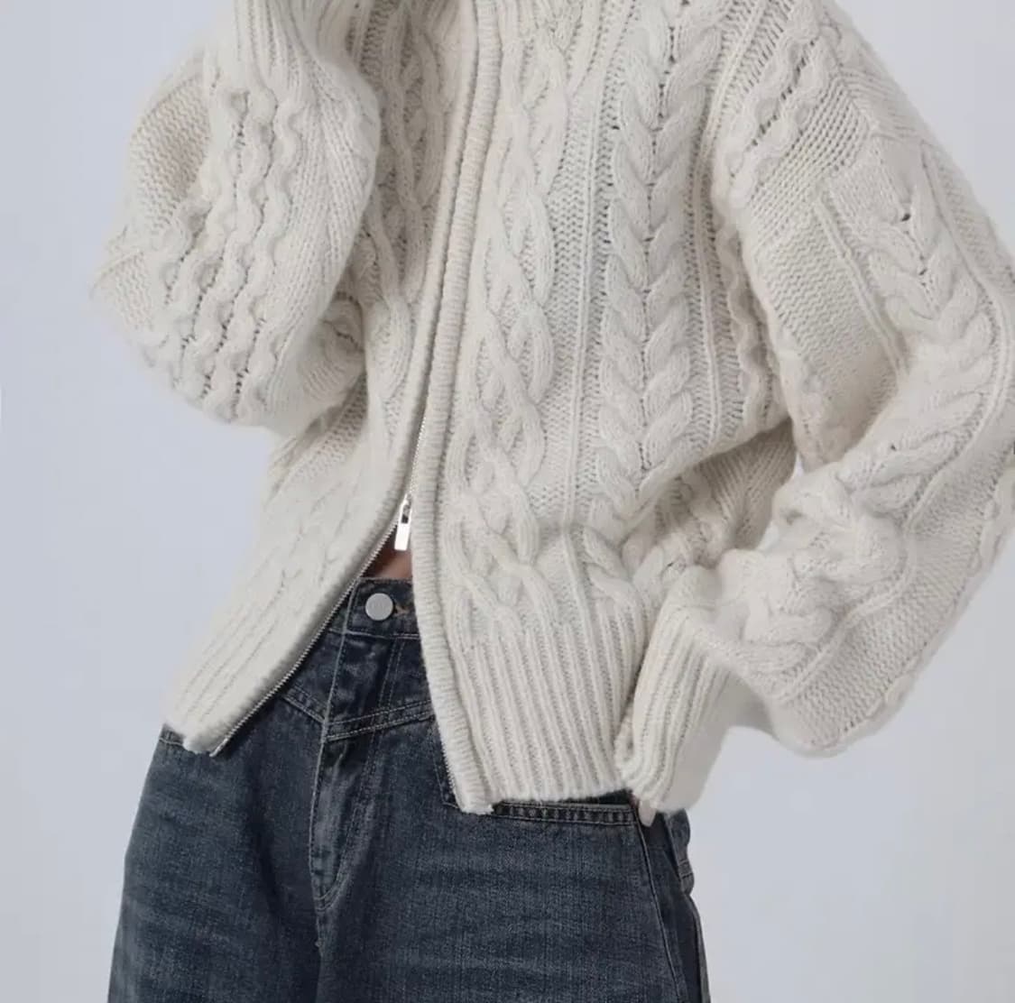 트리밍버드) Twisted High-neck Knit Zip-up IV 상품이미지1