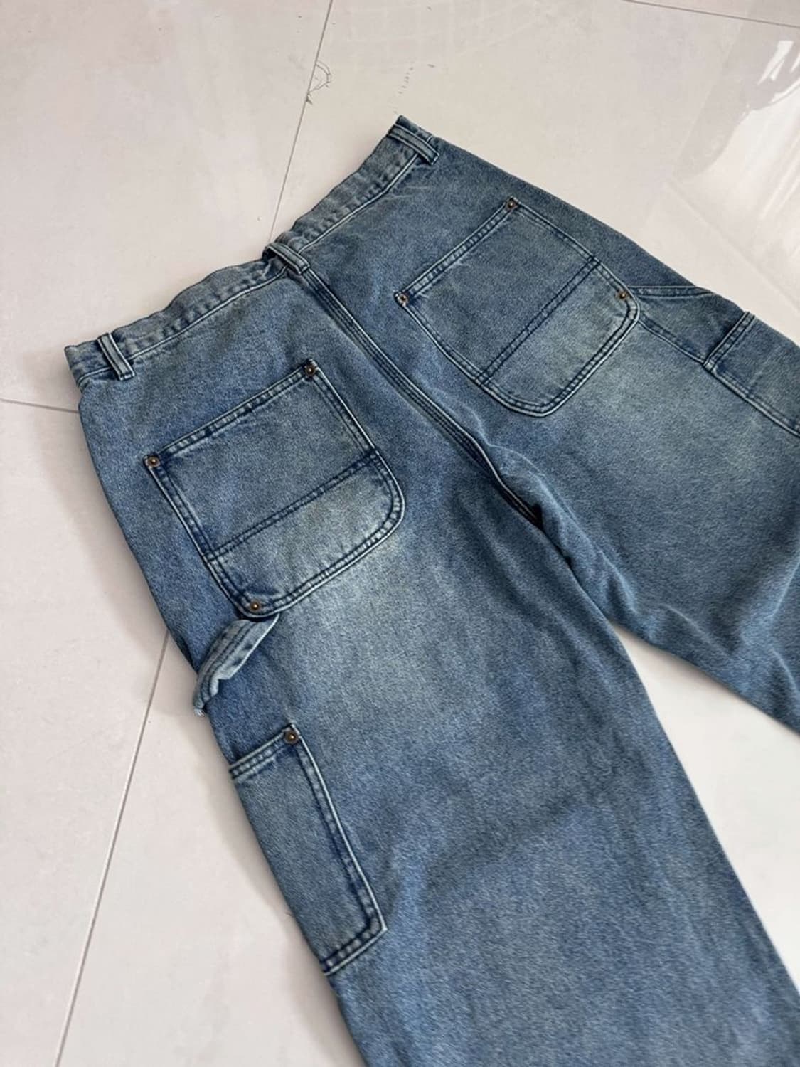 STRAIGHT WIDE DENIM 스트레이트 와이드 더블 니 데님 상품이미지6