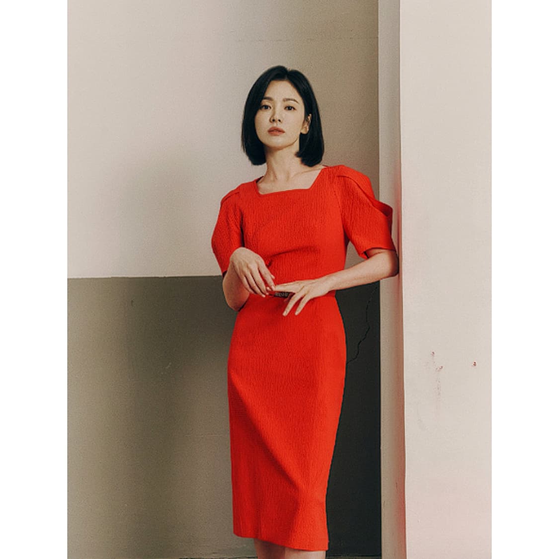 미샤 스퀘어 넥 퍼프 슬리브 원피스 상품이미지1