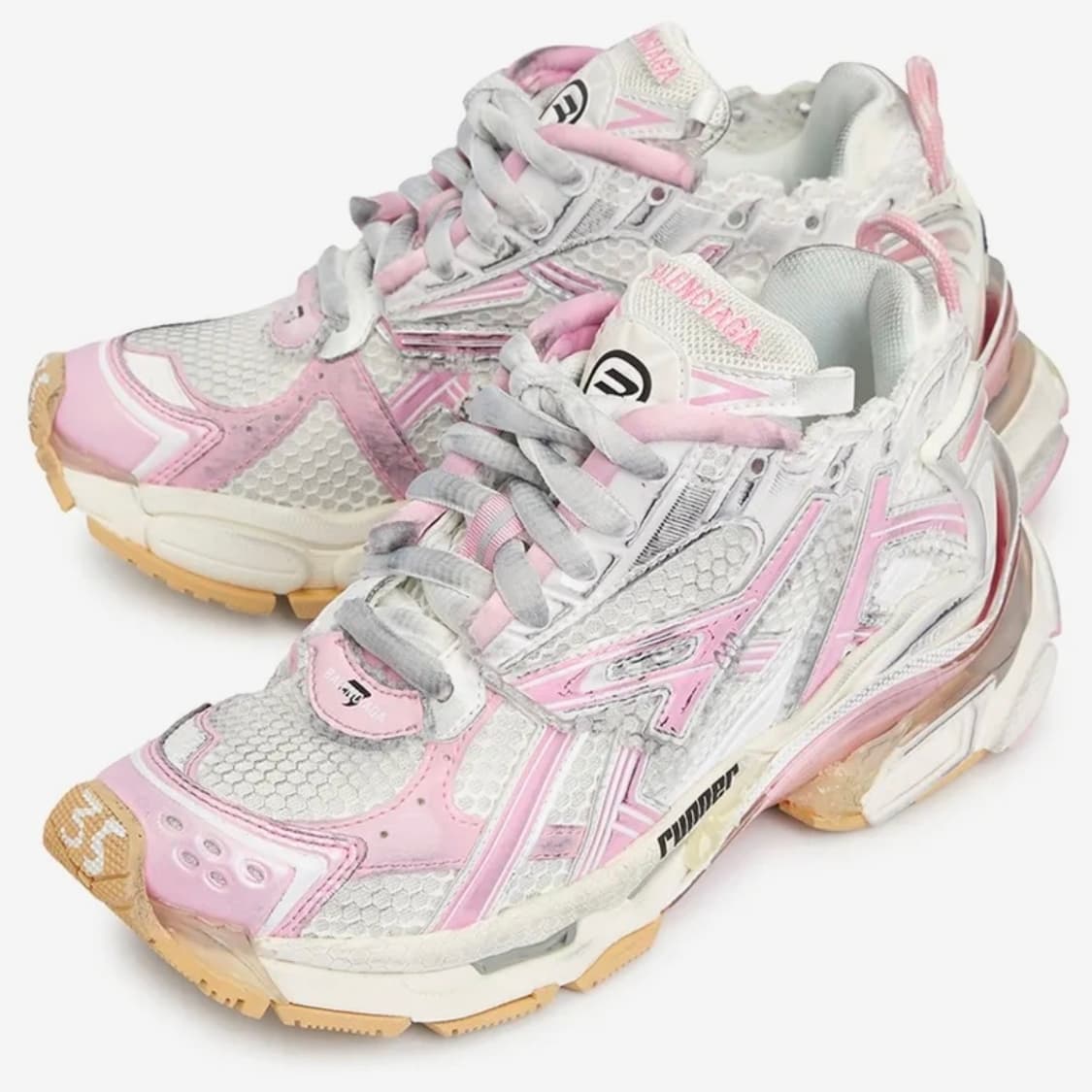 발렌시아가 러너 로우탑 스니커즈 핑크 화이트 37   상품이미지5