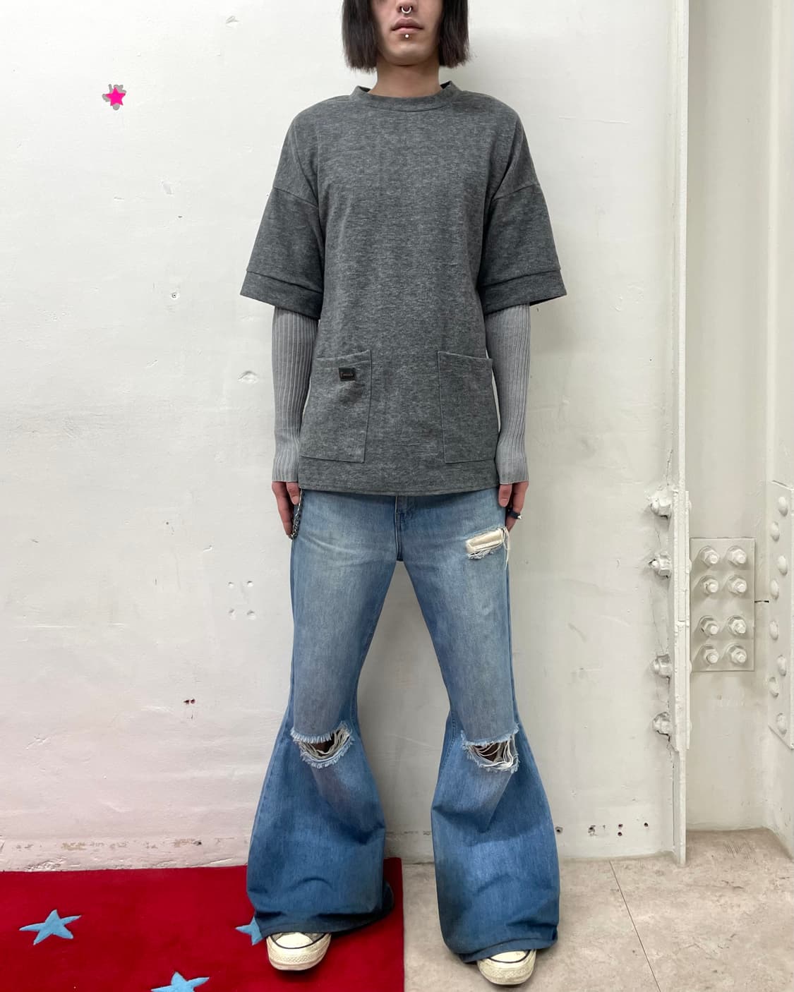 Big Pocket Knitwear Layered Long Sleeve 상품이미지3