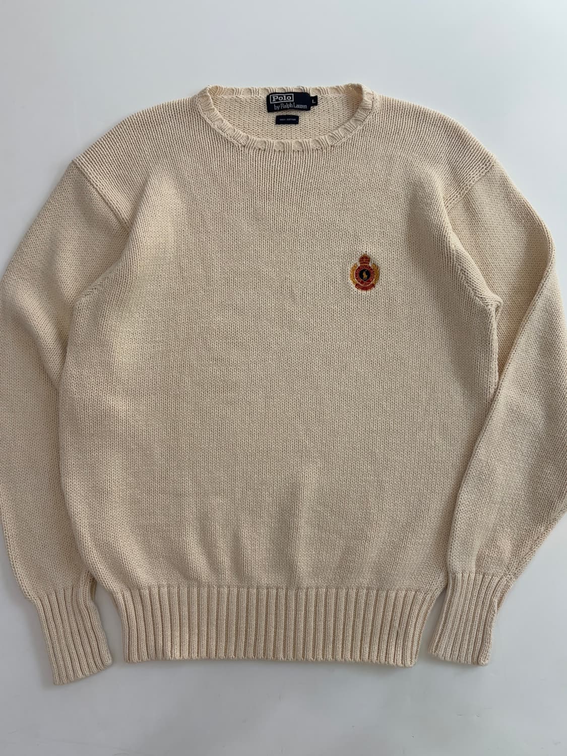 Polo 폴로 랄프로렌 90‘s 크레스트로고 아이보리컬러 코튼 라운드넥  상품이미지3