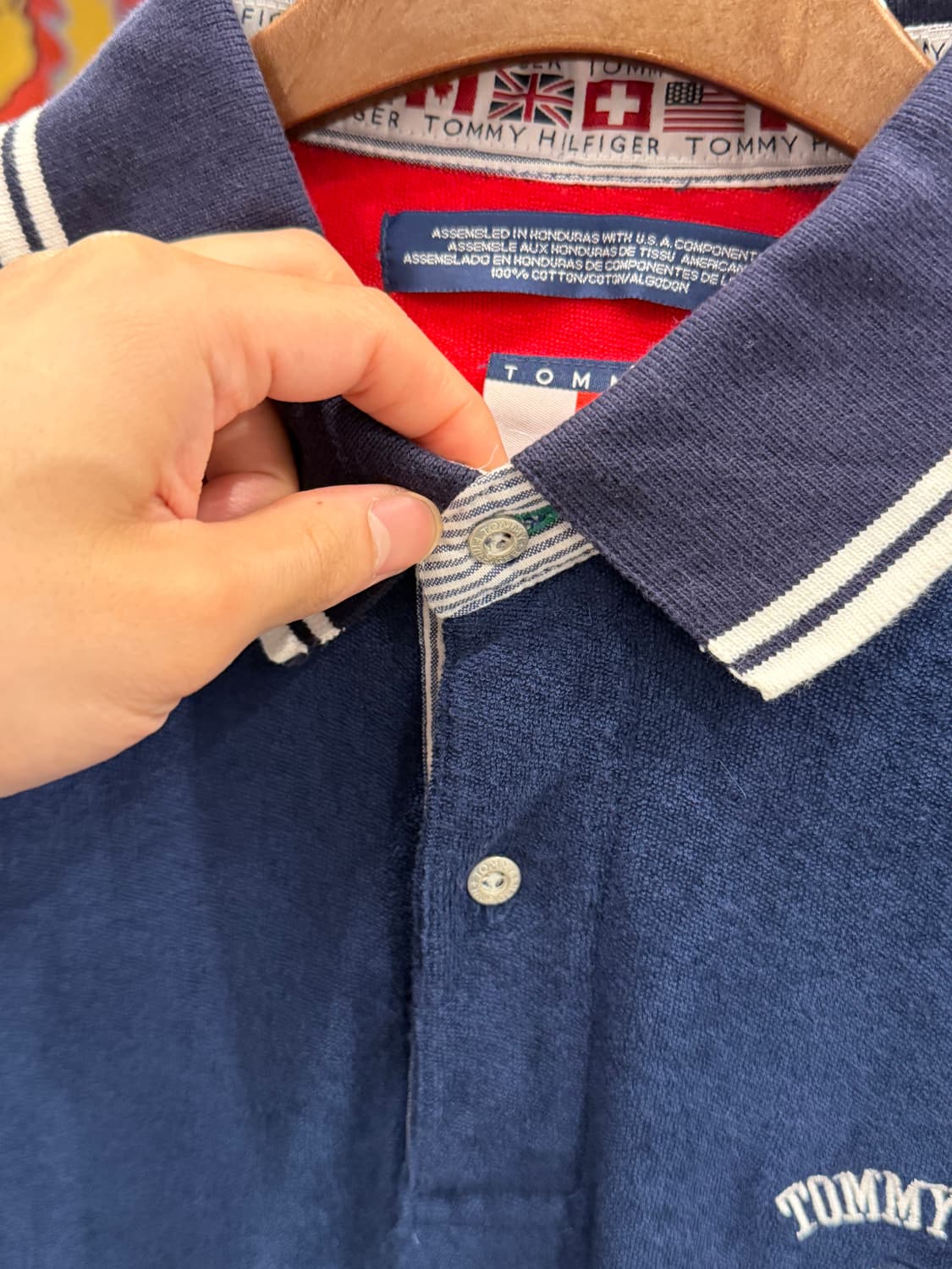 90s Tommy Hilfiger 타미힐피거 테리 코튼 컷오프 pk 반팔 상품이미지4