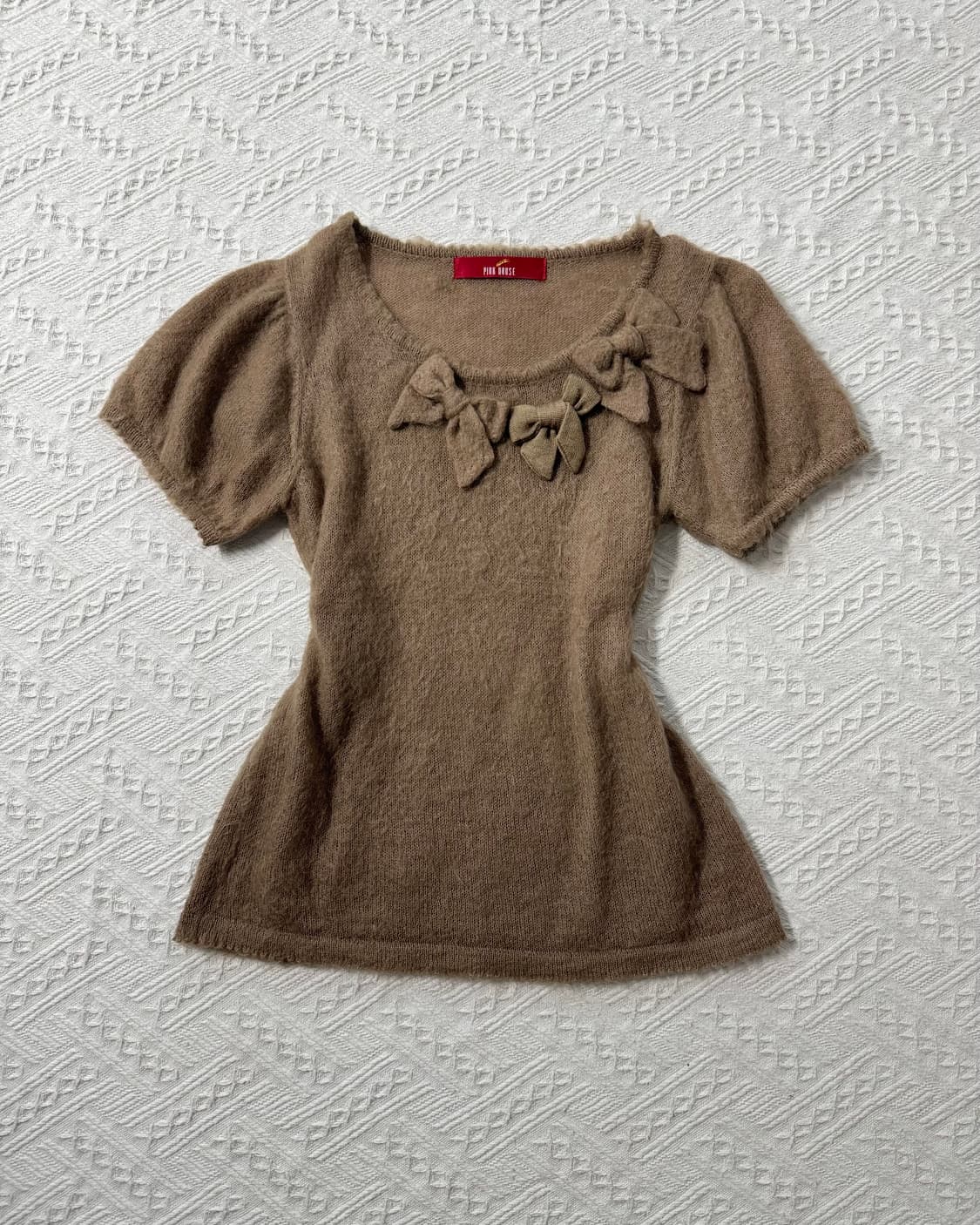 핑크하우스 모헤어 혼방 퍼프 슬리브 니트 탑 상품이미지2