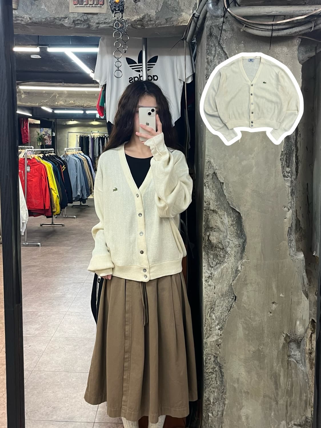 라코스테 브이넥 가디건 아이보리 L #csz2309 상품이미지1