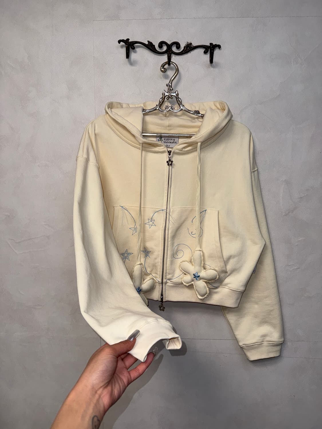 RuNaKiHu Steri Night Crop Hoodie Zip-Up  상품이미지4