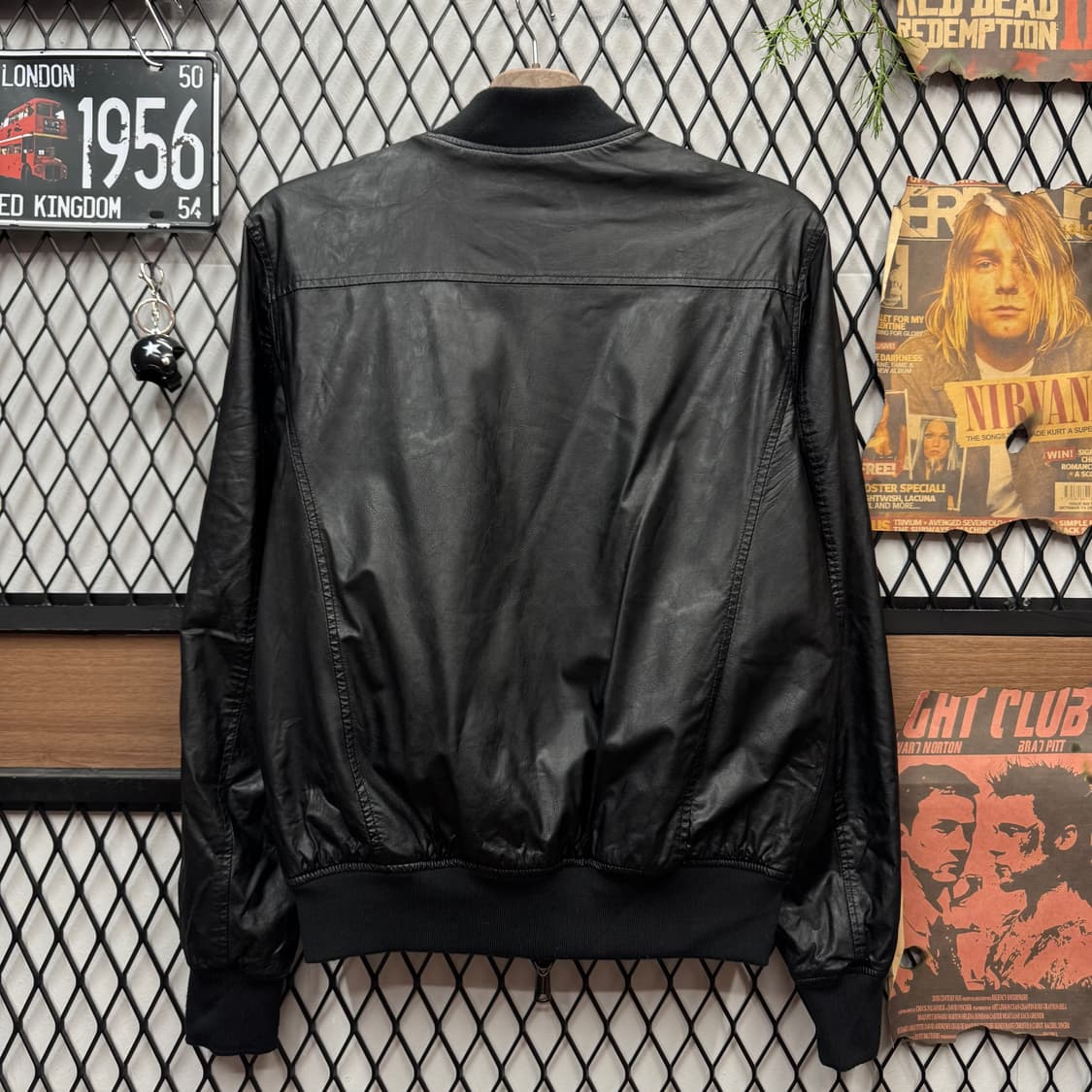 ITA VINTAGE 레더 블루종 전면 집업 포켓 포인트 블랙 상품이미지2