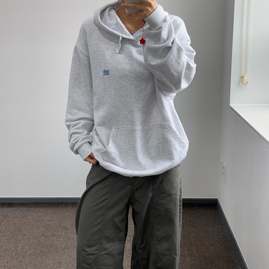 Brown Breath 브라운브레스 백 로고 멜란지 후드티 상품이미지2