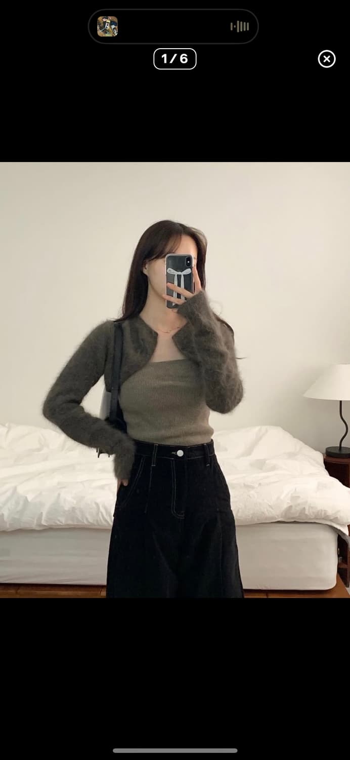 디이애그널 레이어드 튜브탑 볼레로 가디건 상품이미지4