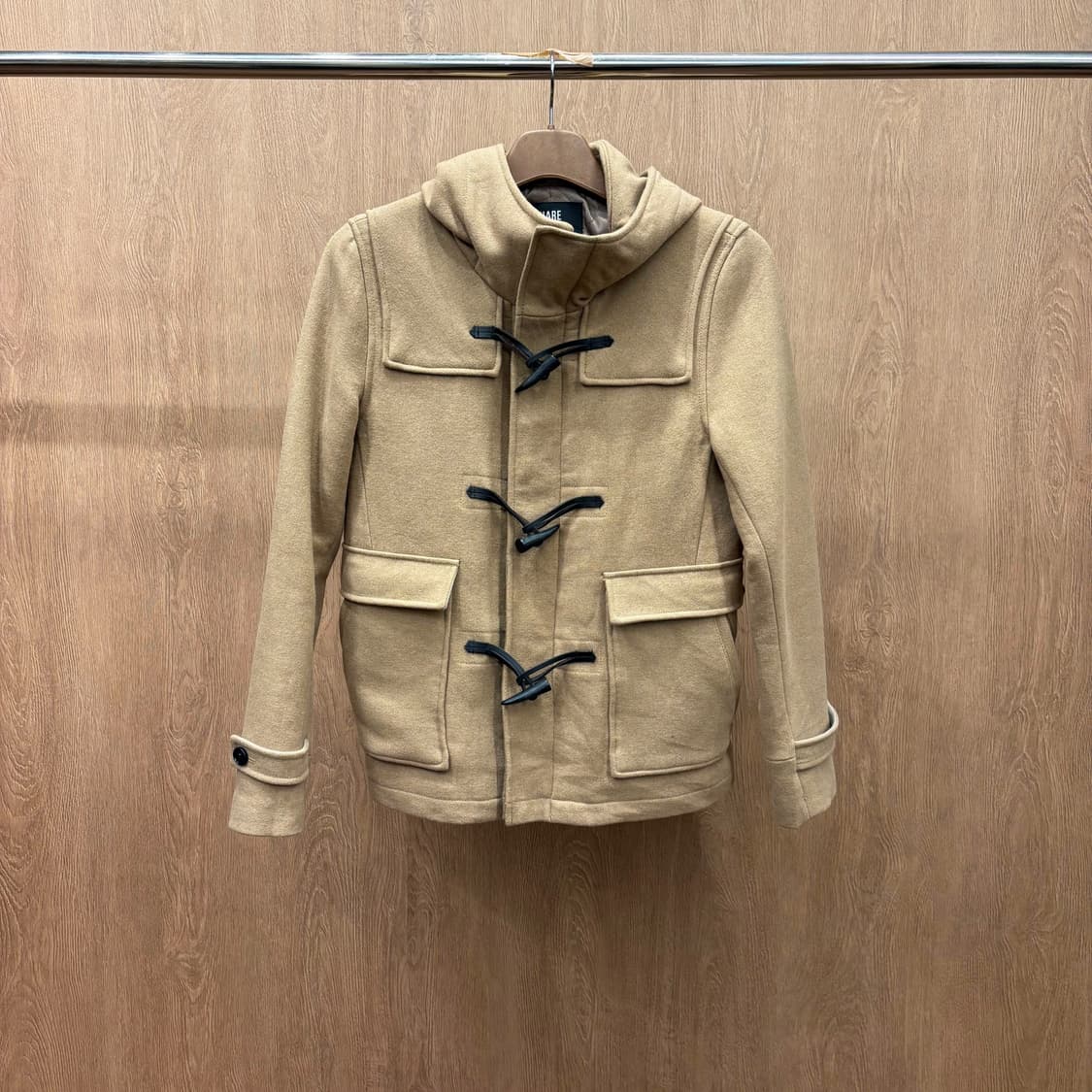 하레 더플 코트 후드 토글 플랩 포켓 배색 안감 디테일 베이지 상품이미지2