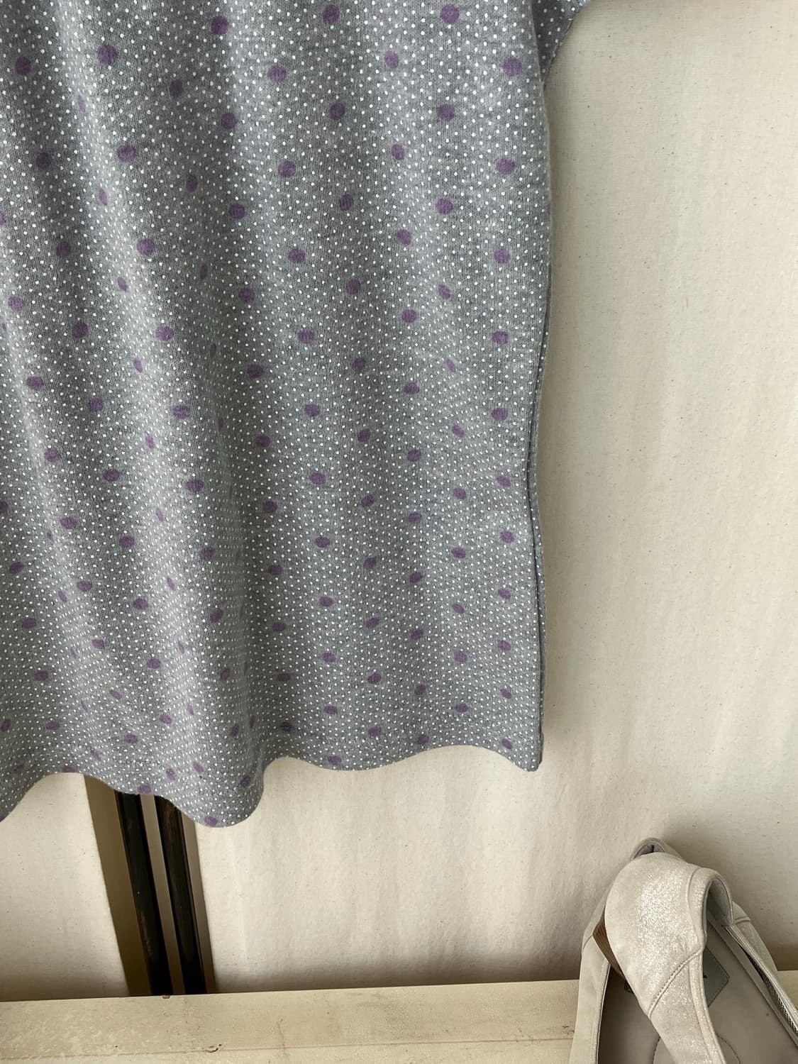 gray purple dot shirring half t-shirt 상품이미지4