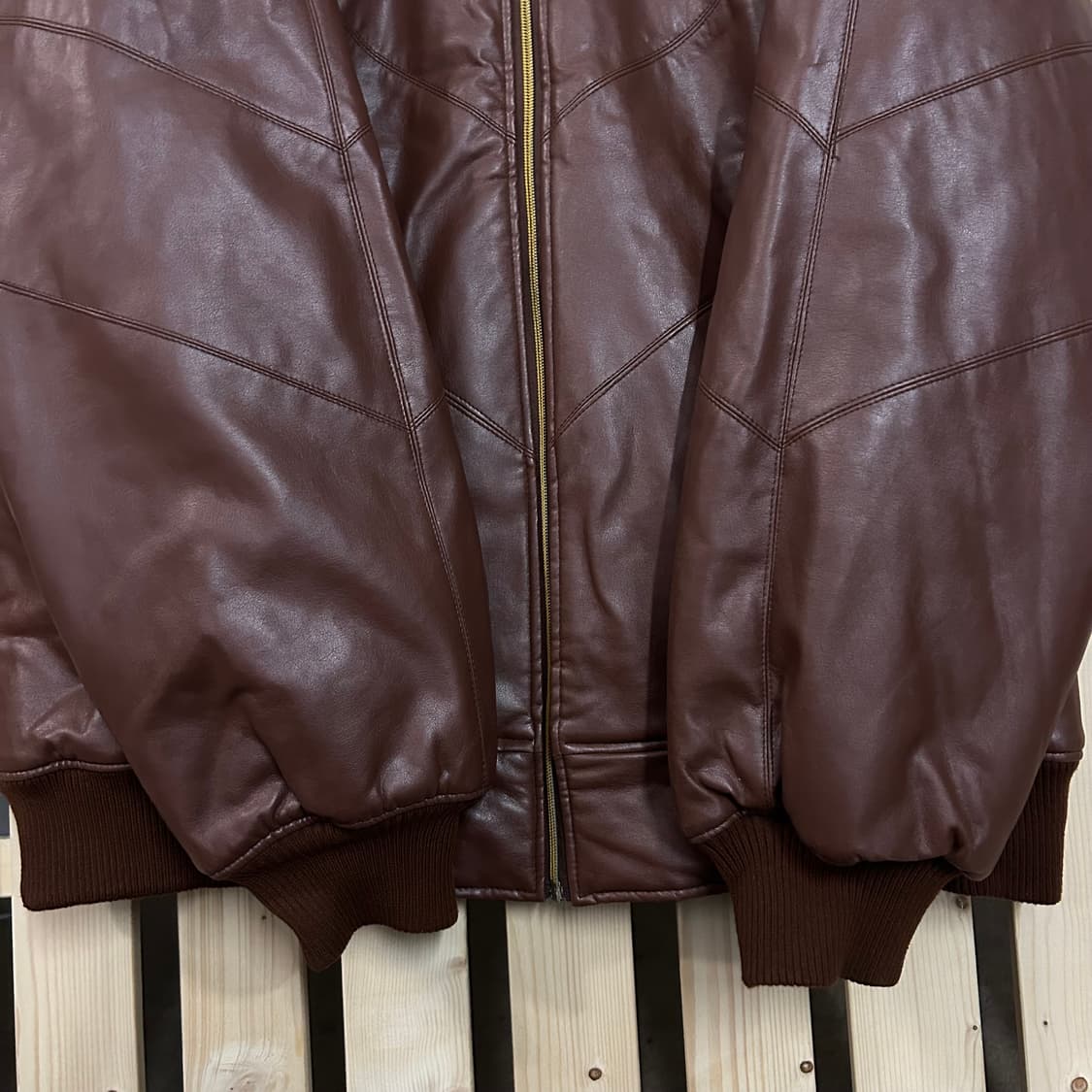 (XL~XXL) 로카웨어 브라운 레더 봄버자켓  상품이미지5