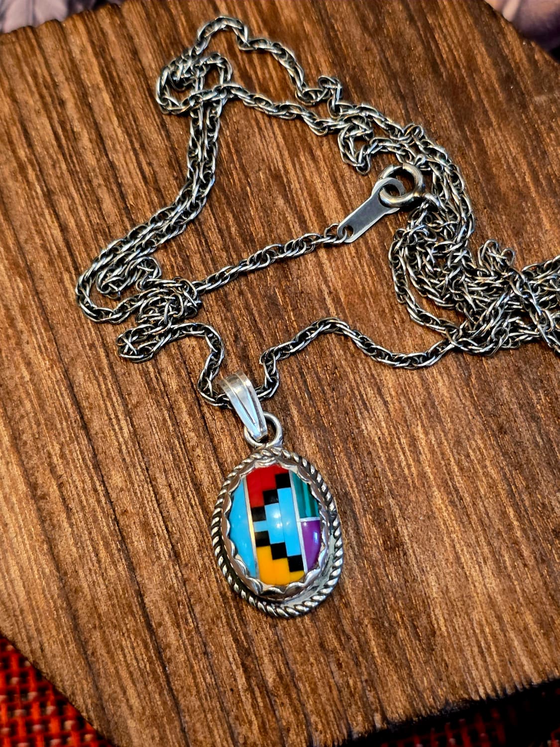 USASilver925 Navajo Inlay stone nacklace 상품이미지3