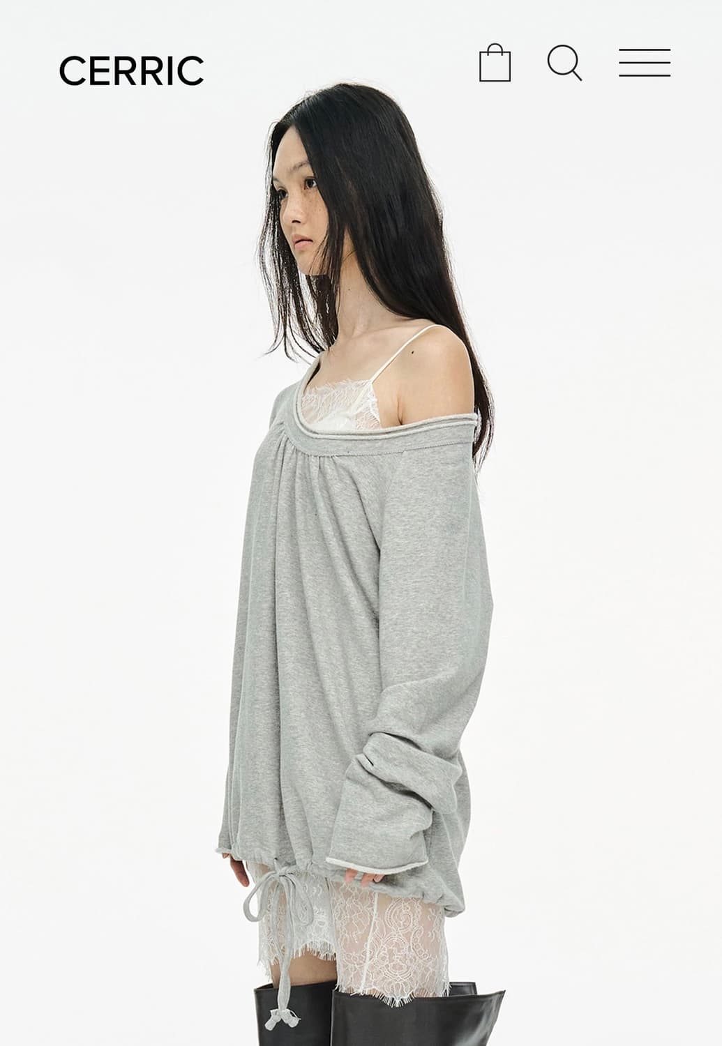 Round Hem String Top _ Gray 상품이미지2