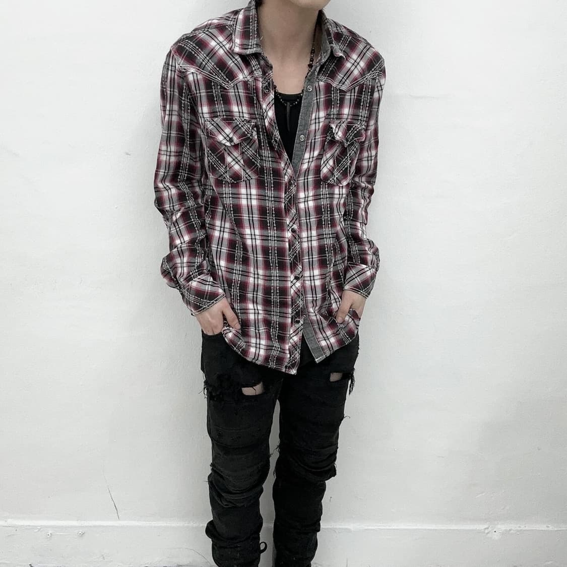 Villand punk check pattern shirts 상품이미지1