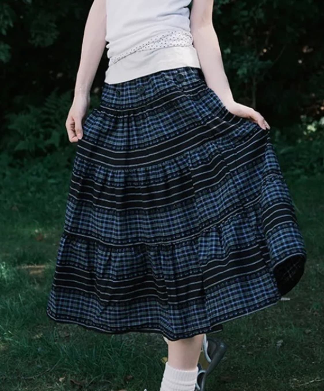 무음 셔링 스커트 (롱/숏 투웨이) 상품이미지1