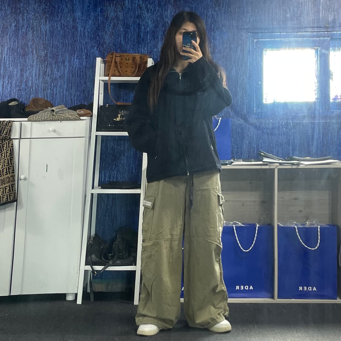 Harsh and cruel 카키 와이드 카고팬츠 S 상품이미지3